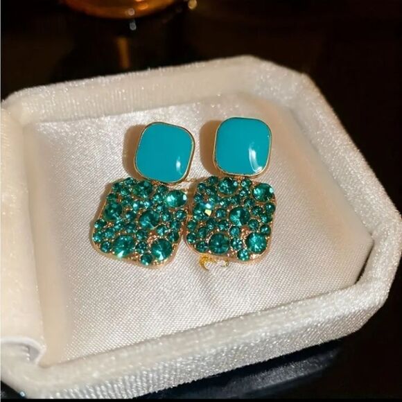 3 For 26 - Square Shaped Gemstone Stud Earrings - Picture 1 of 1
